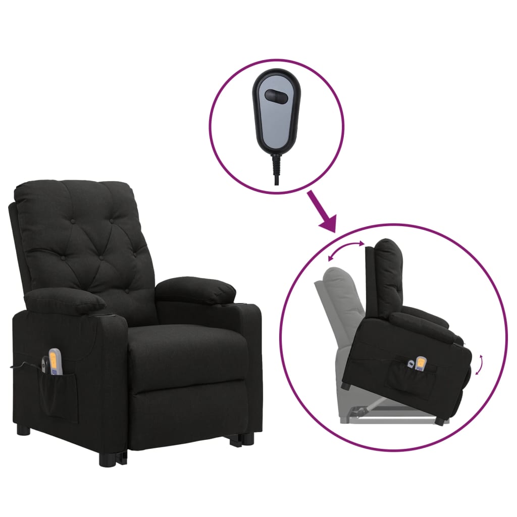 Fauteuil de massage Noir Tissu