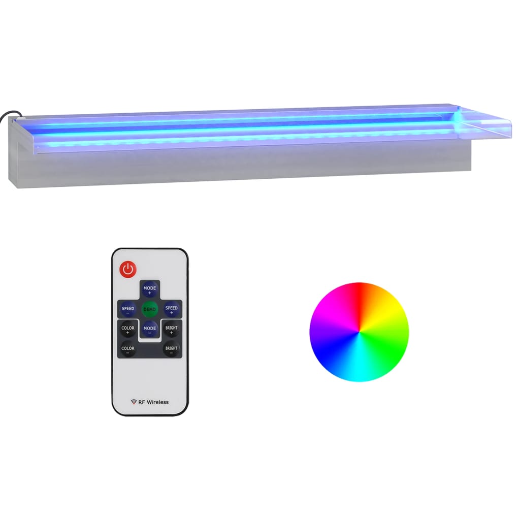 Wehr für Wasserfall mit RGB-LED Edelstahl 60 cm