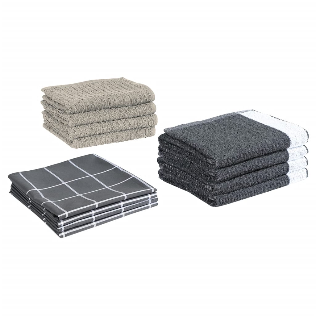 Ensemble de serviettes 12 pcs gris coton