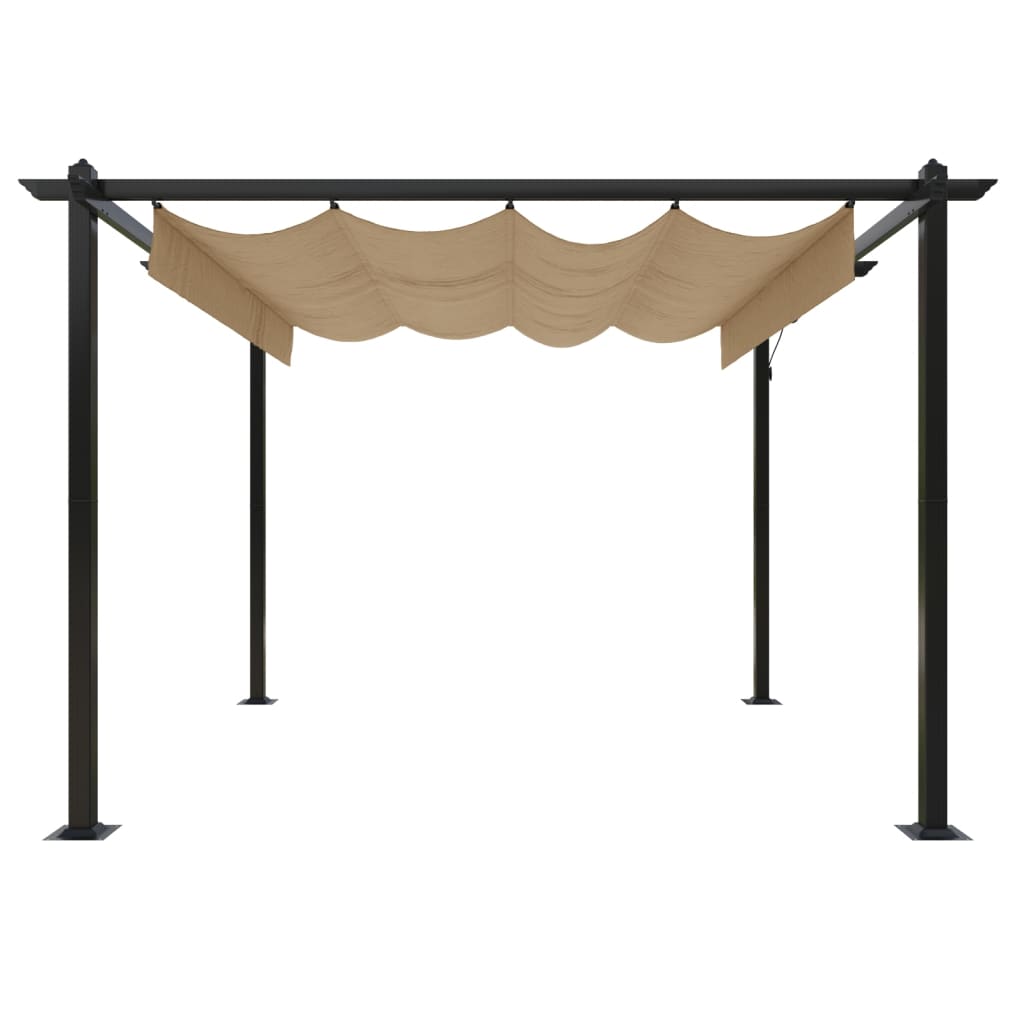 Tonnelle de jardin avec toit rétractable 3x3 m Taupe