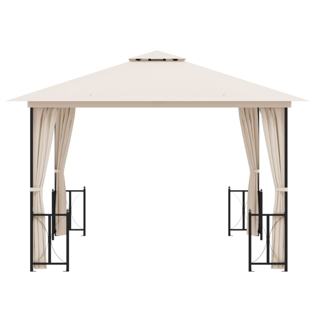 Arbour with walls and double roof 3x3 m Cream