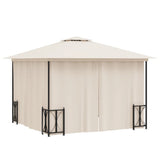 Arbour with walls and double roof 3x3 m Cream