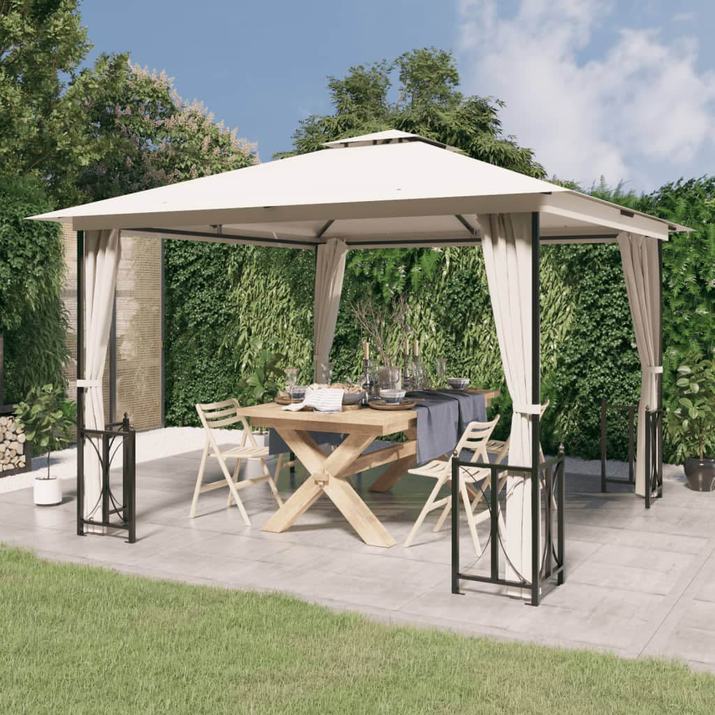 Arbour with walls and double roof 3x3 m Cream