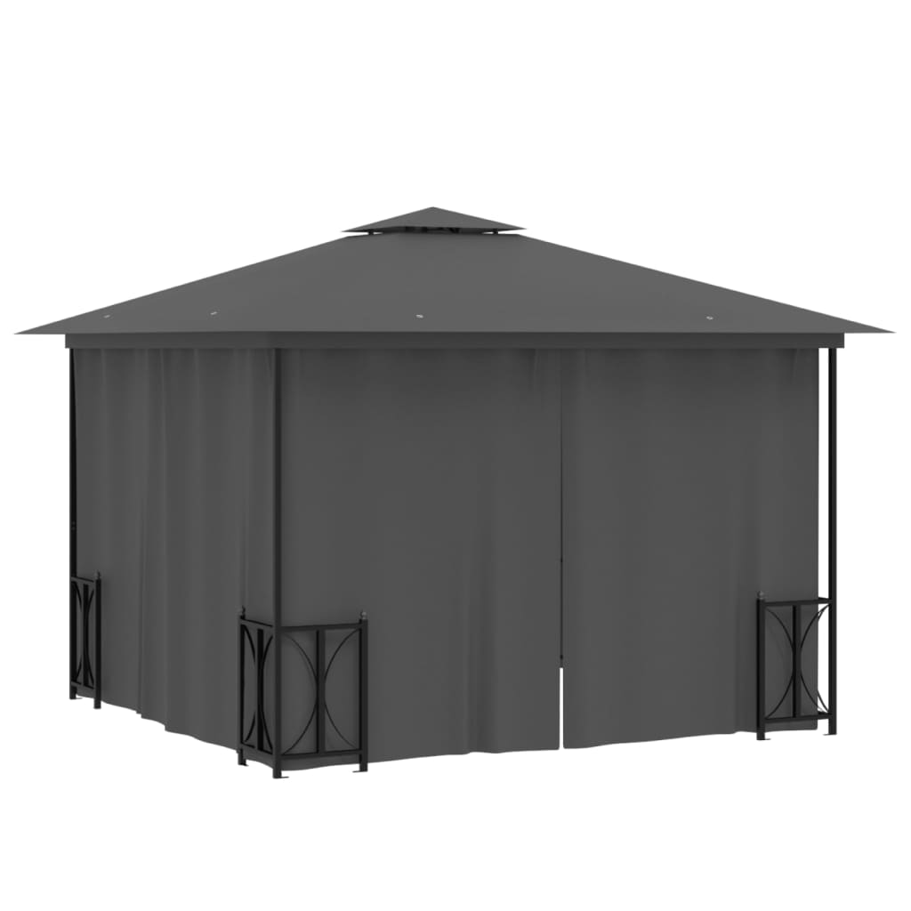 Tonnelle avec parois et toit double 3x3 m Anthracite