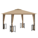 Arbour with walls and double roof 3x3 m Taupe