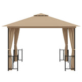 Arbour with walls and double roof 3x3 m Taupe