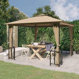 Arbour with walls and double roof 3x3 m Taupe