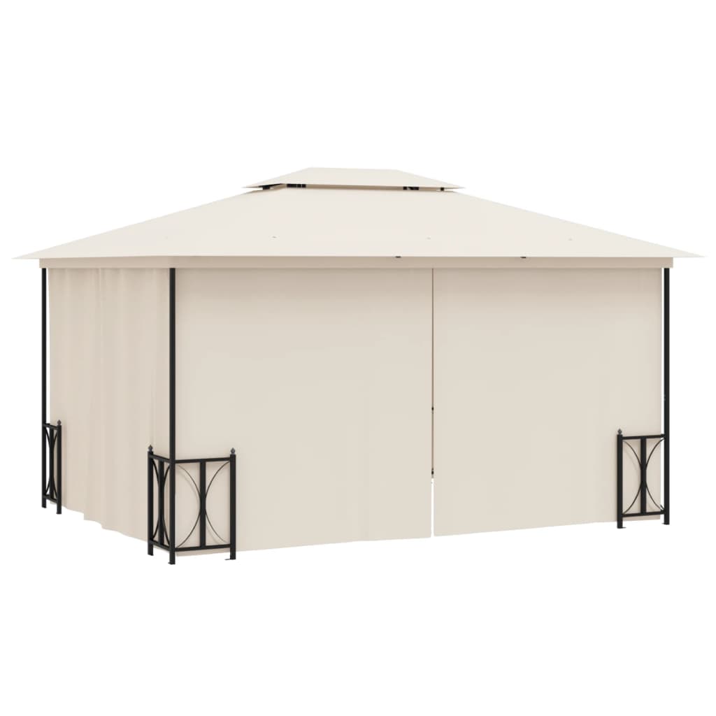 Tonnelle avec parois et toit double 3x4 m Crème