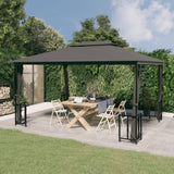 Tonnelle avec parois et toit double 3x4 m Anthracite