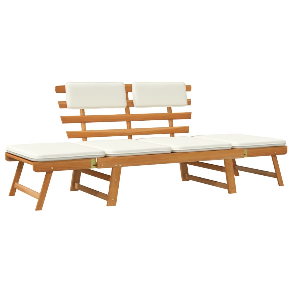 Banc de jardin avec coussins 2-en-1 190 cm Bois d'acacia massif