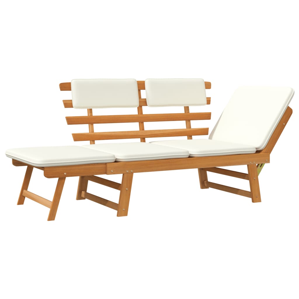 Garden bench with cushions 2-in-1 190 cm Solid acacia wood