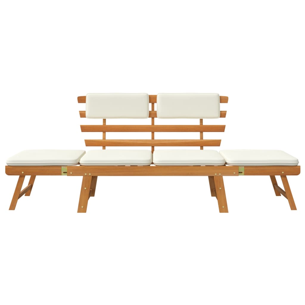 Banc de jardin avec coussins 2-en-1 190 cm Bois d'acacia massif