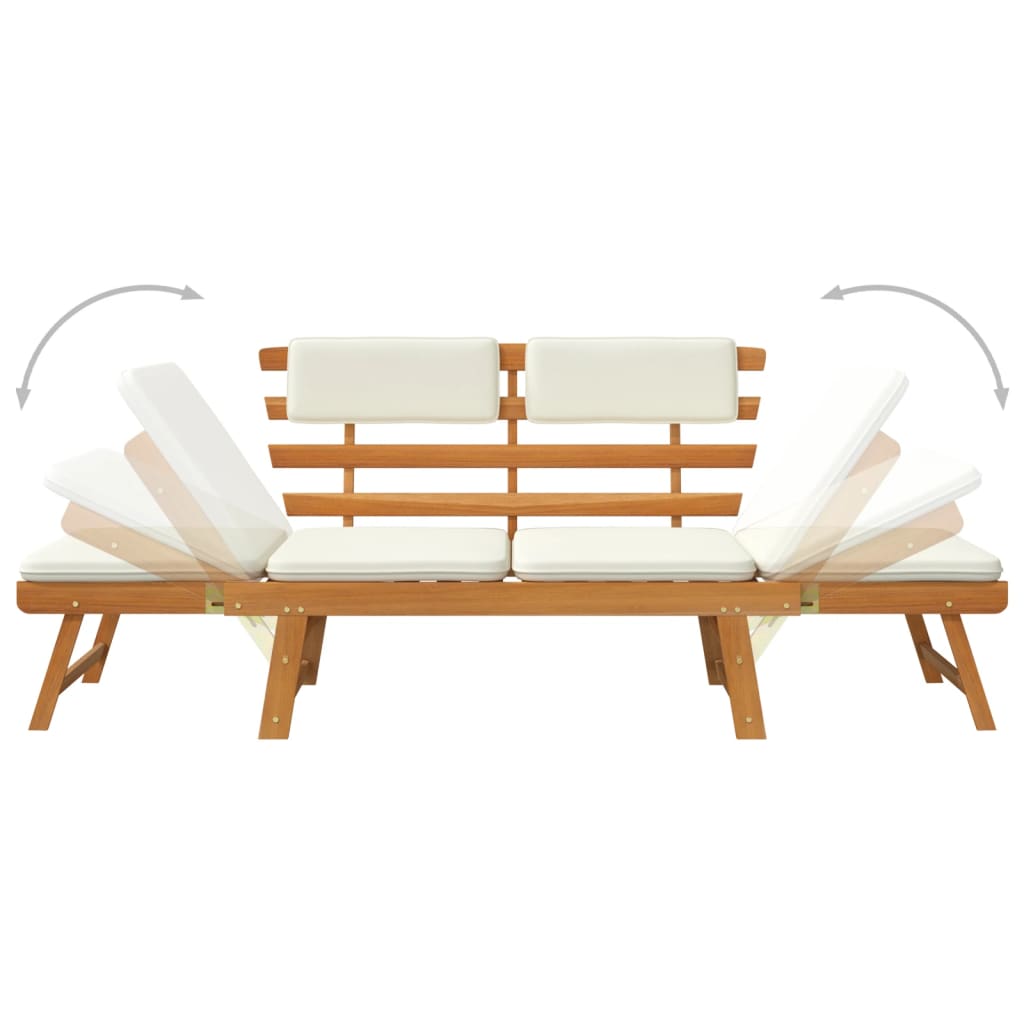 Garden bench with cushions 2-in-1 190 cm Solid acacia wood