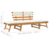 Garden bench with cushions 2-in-1 190 cm Solid acacia wood