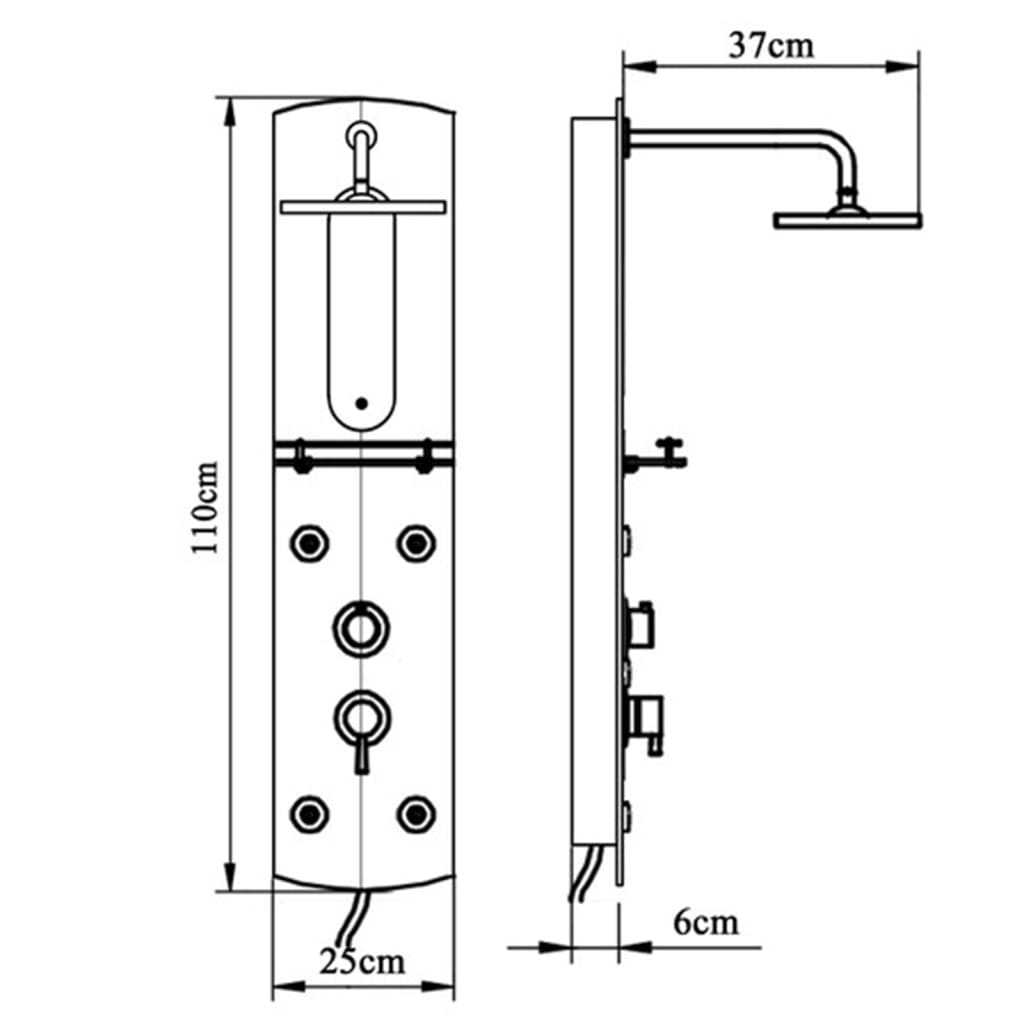 Shower panel 25x43x110 cm Silver