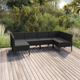 Salon de jardin 6 pcs avec coussins résine tressée noir