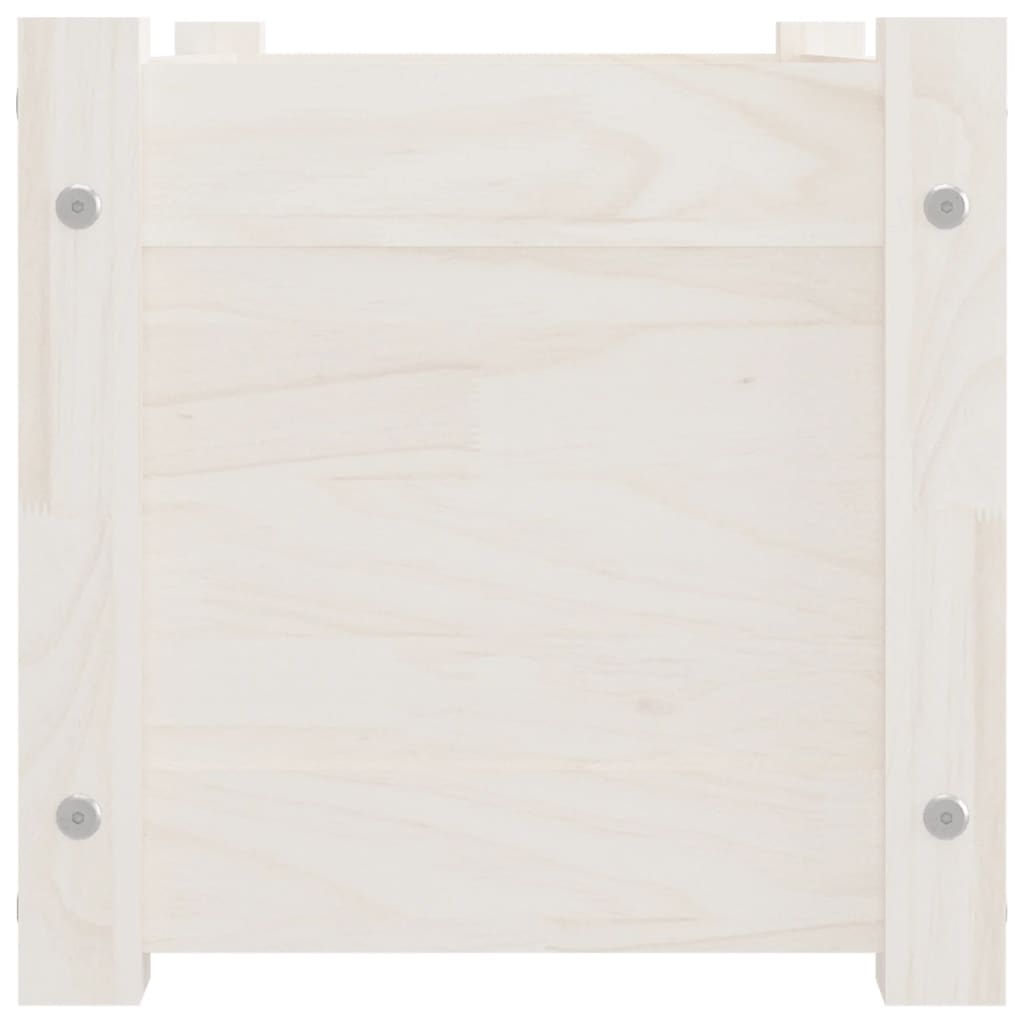 Jardinière blanc 60x31x31 cm bois de pin massif