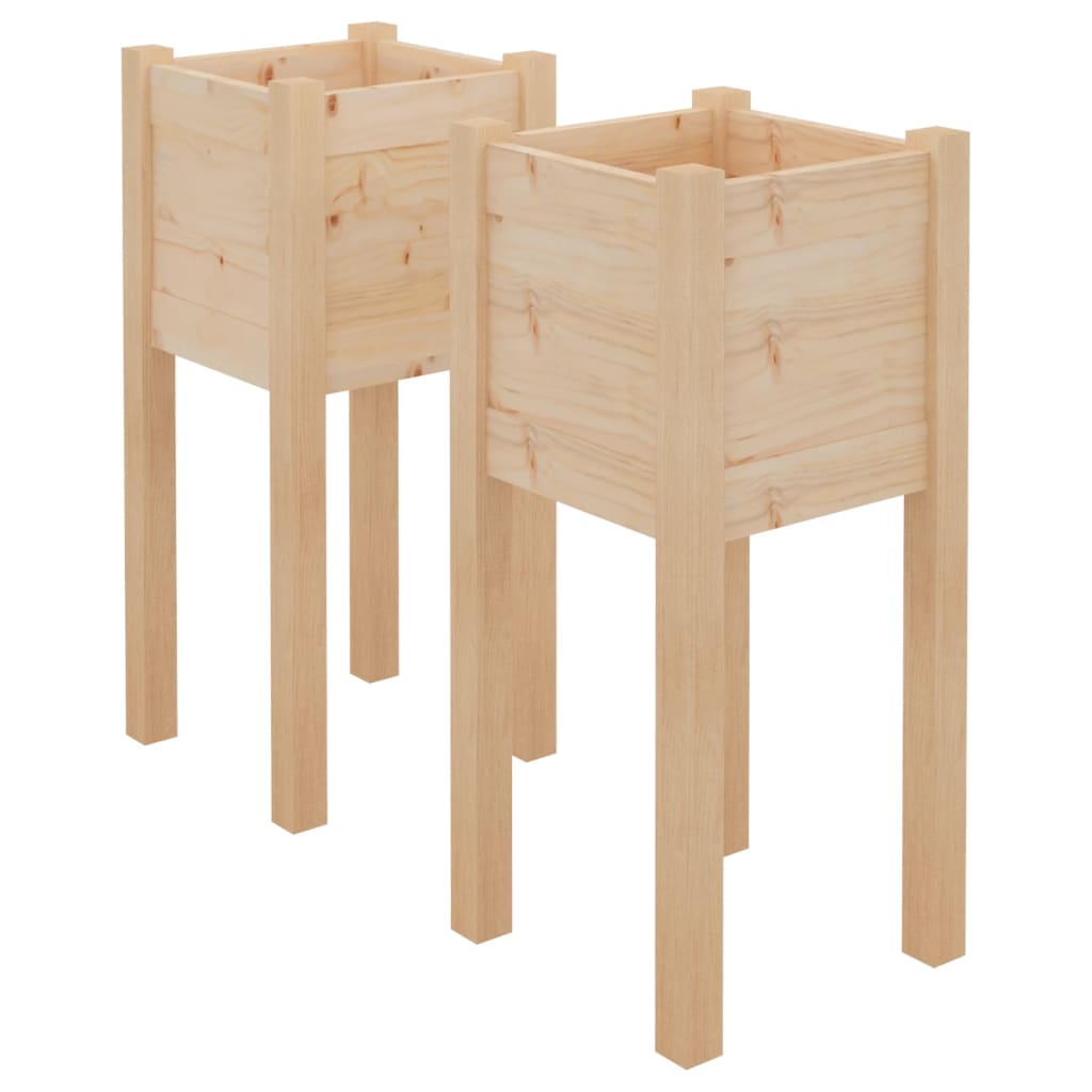 Jardinières d'extérieur 2 pcs 31x31x70 cm bois de pin massif