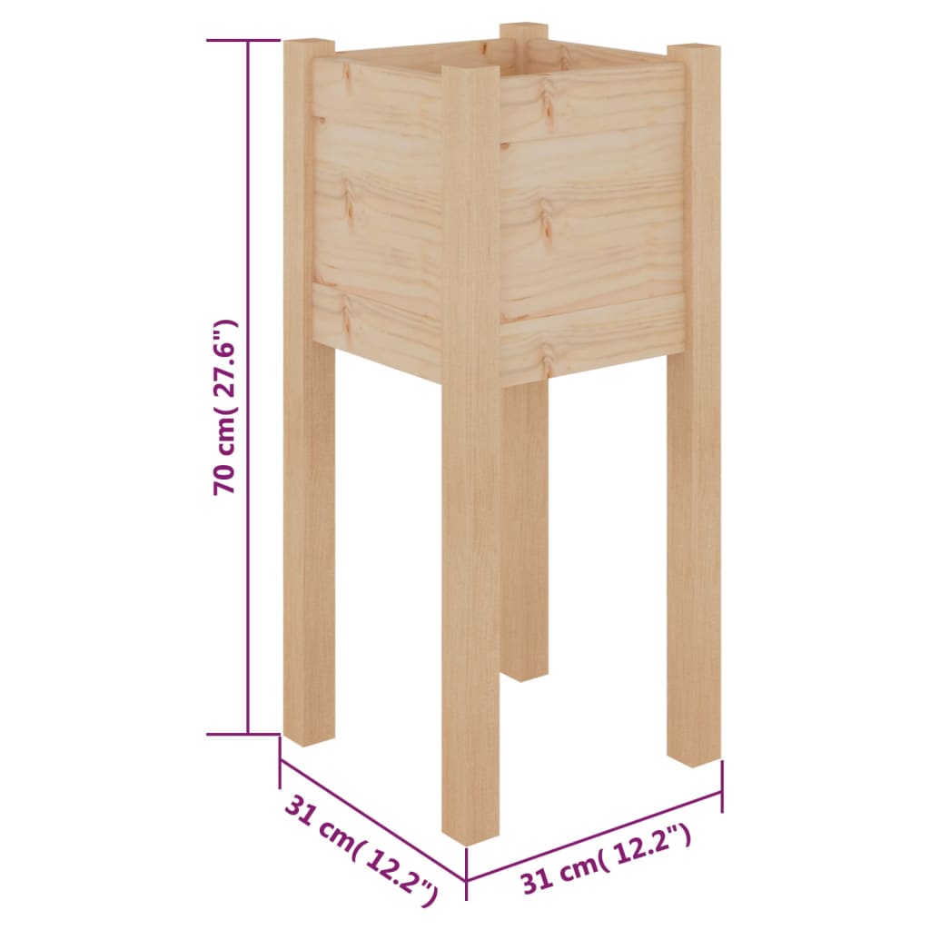 Jardinières d'extérieur 2 pcs 31x31x70 cm bois de pin massif