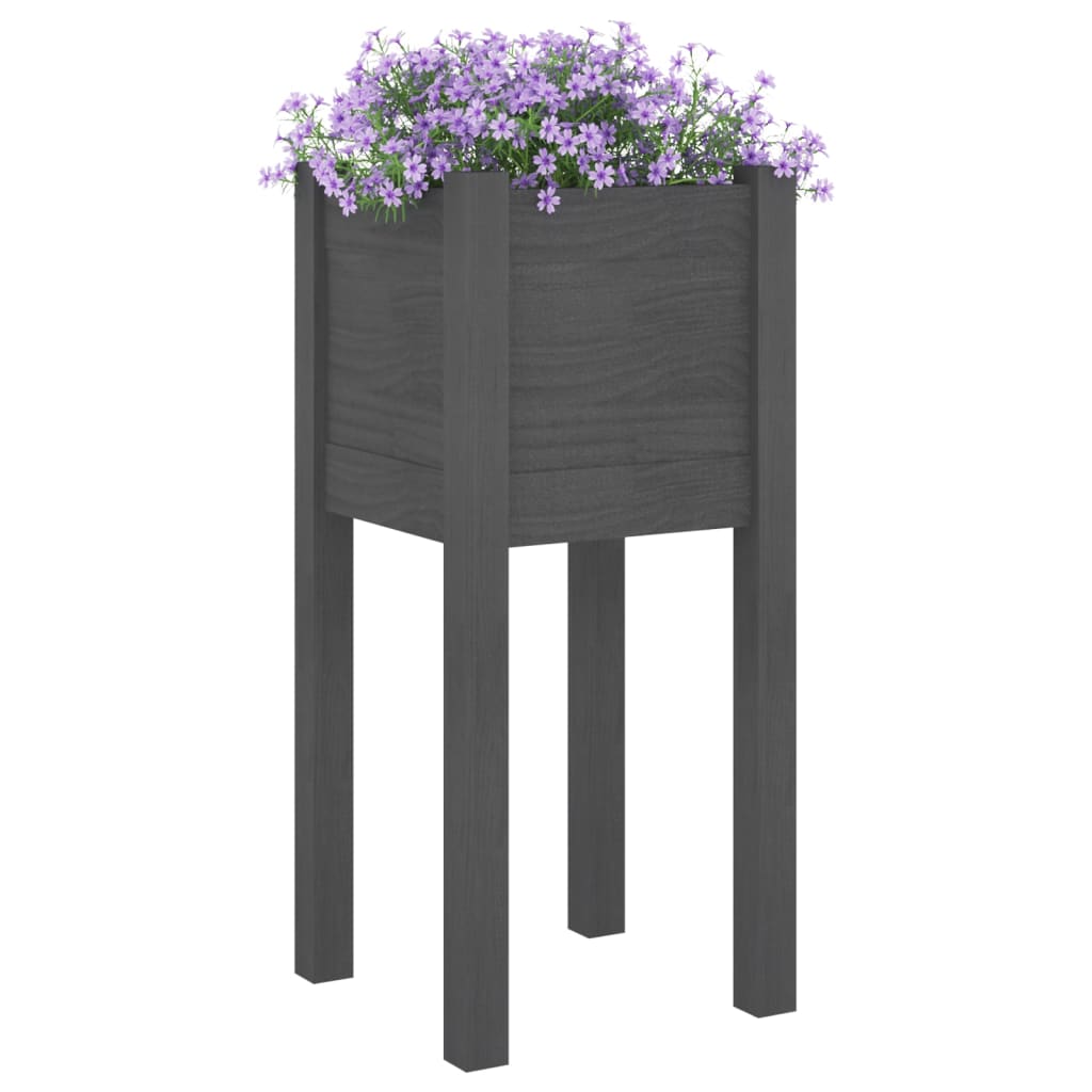 Jardinières d'extérieur 2 pcs Gris 31x31x70 cm Bois de pin