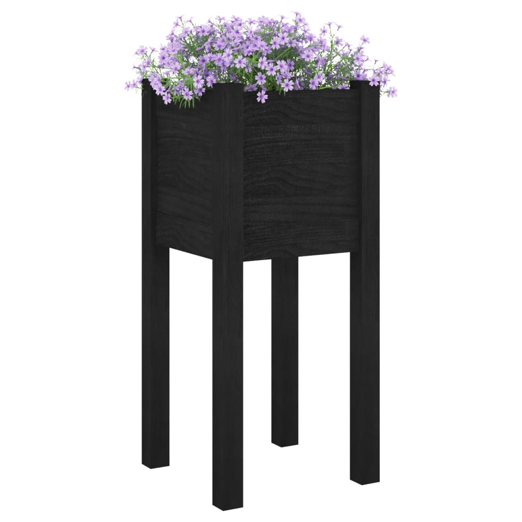 Jardinière d'extérieur Noir 31x31x70 cm Bois de pin massif