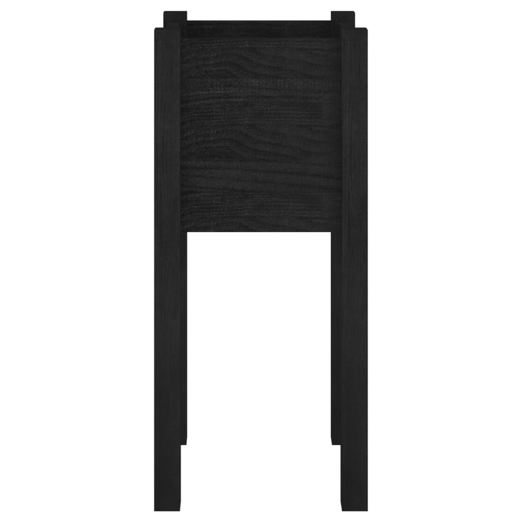 Jardinières d'extérieur 2 pcs Noir 31x31x70 cm Bois de pin