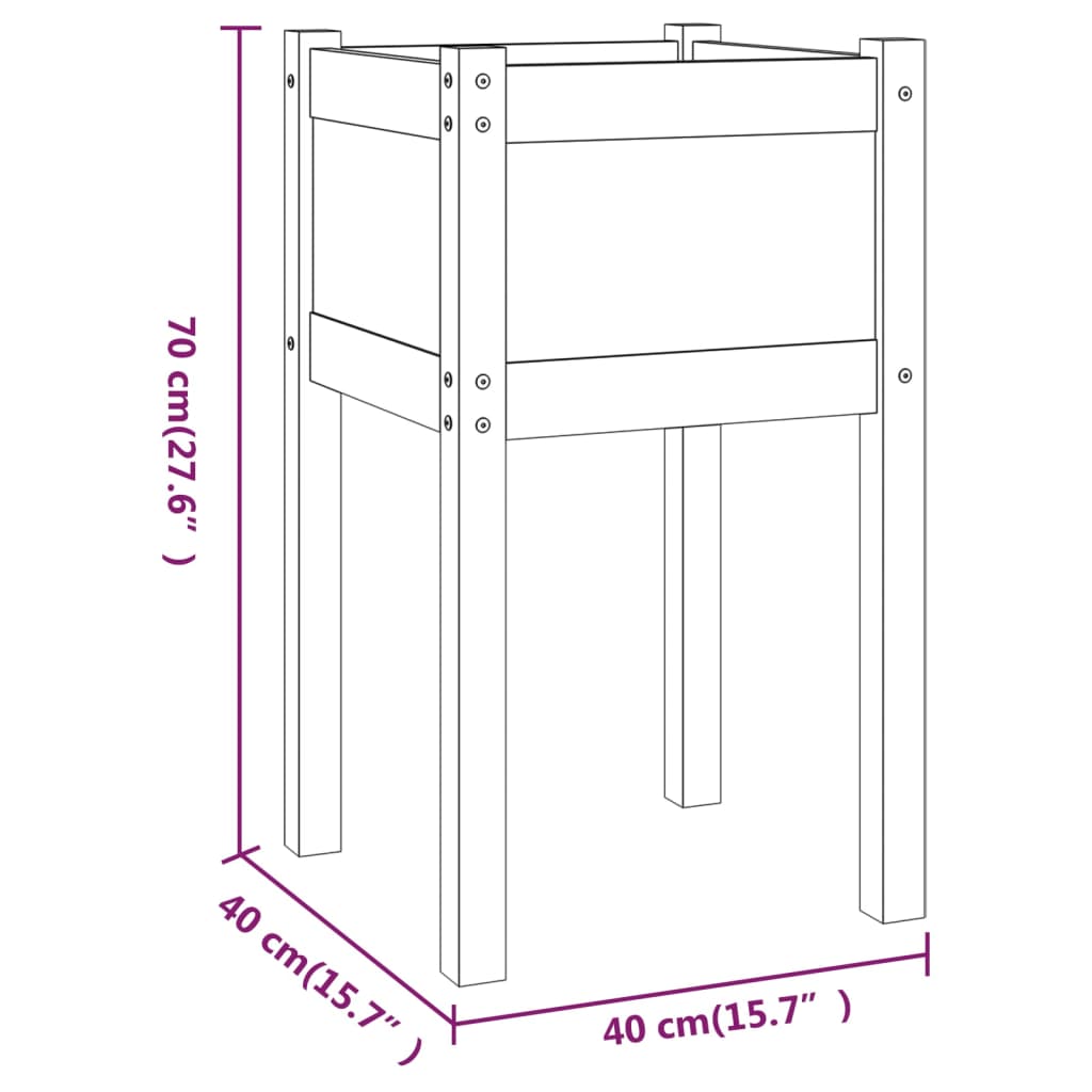 Jardinières d'extérieur 2 pcs 40x40x70 cm bois de pin massif