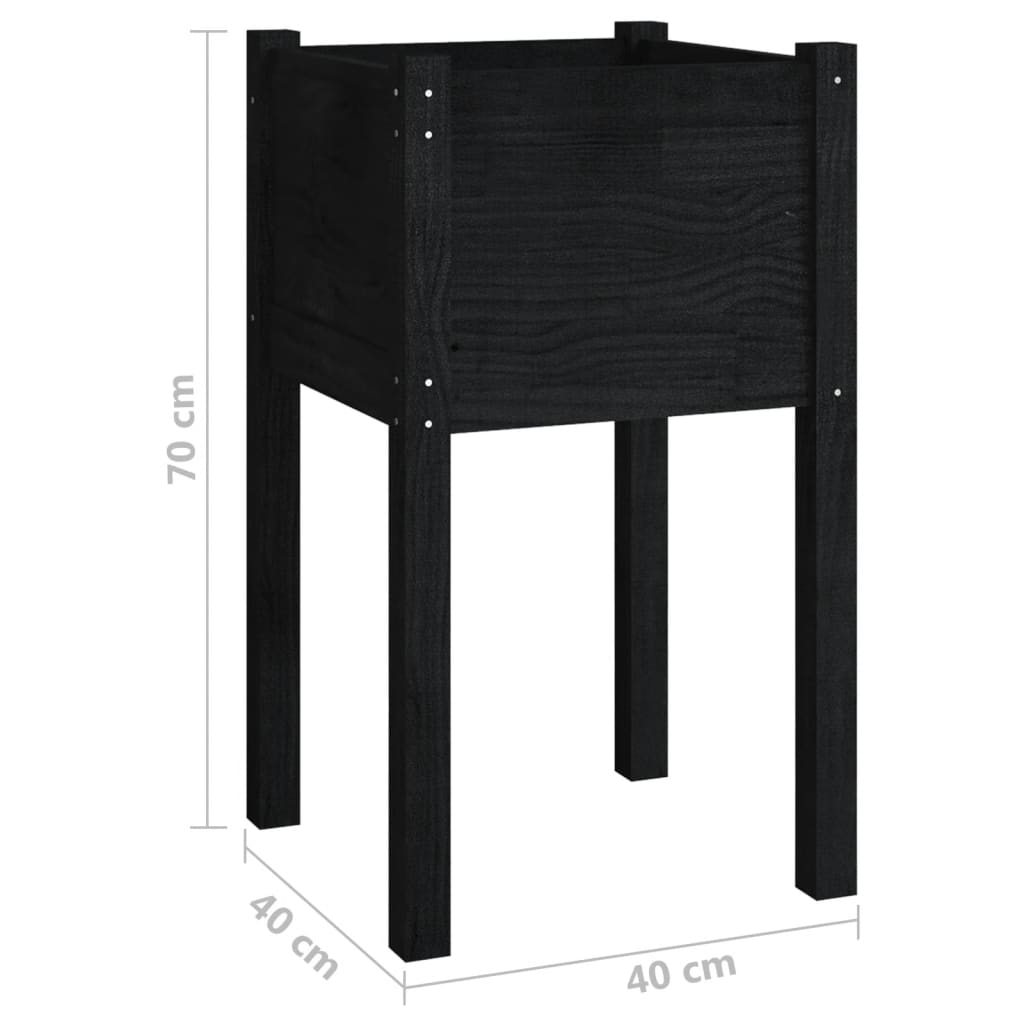 Jardinières d'extérieur 2pcs Noir 40x40x70cm Bois de pin massif