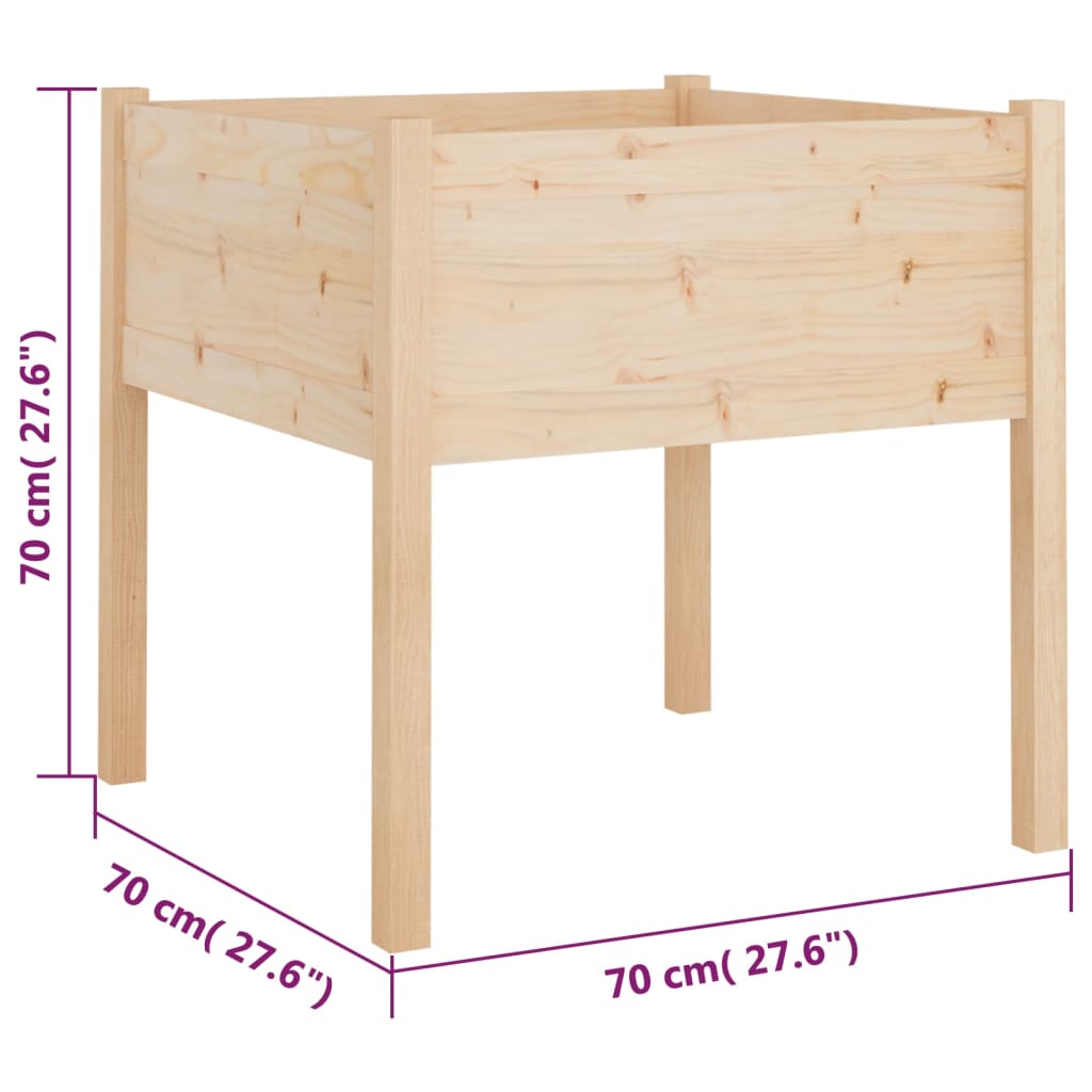 Jardinières d'extérieur 2 pcs 70x70x70 cm bois de pin massif