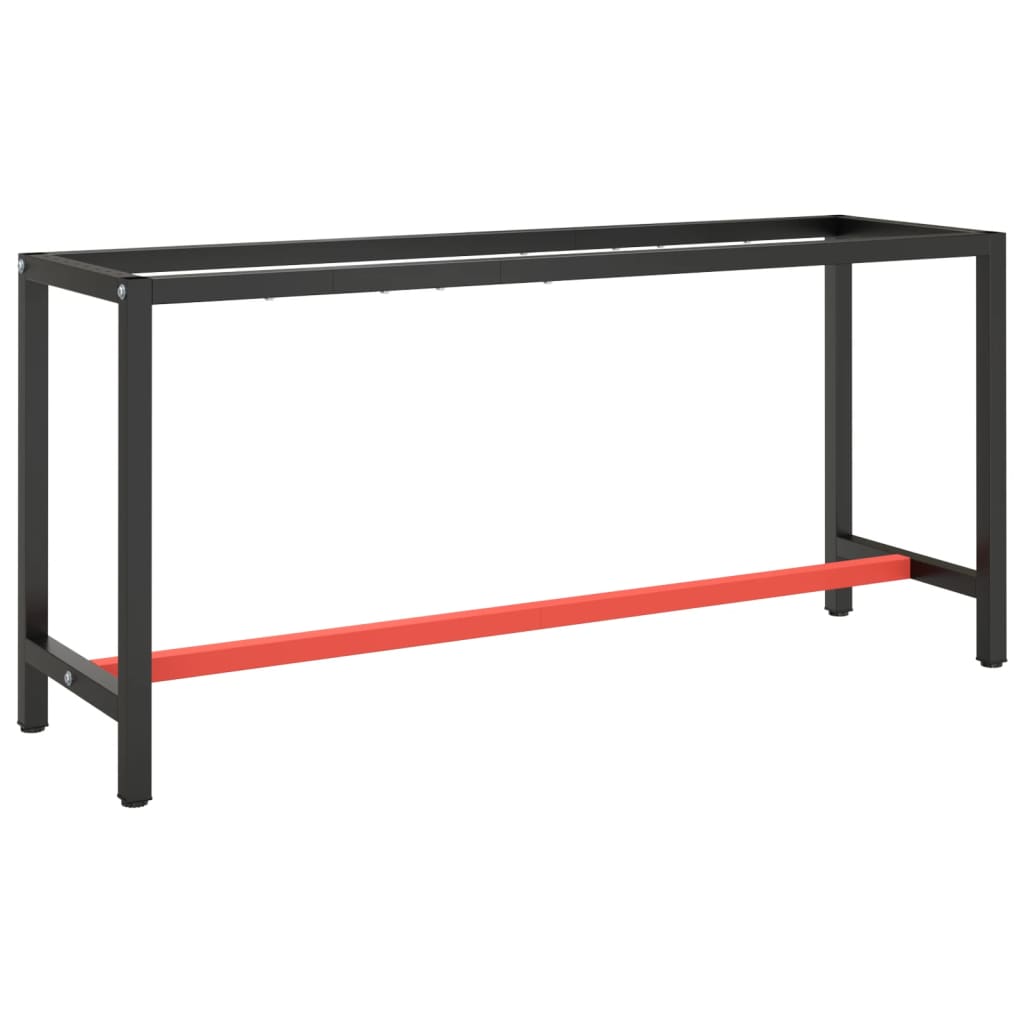 Werkbankgestell Schwarz und Mattrot 170x50x79 cm Metall