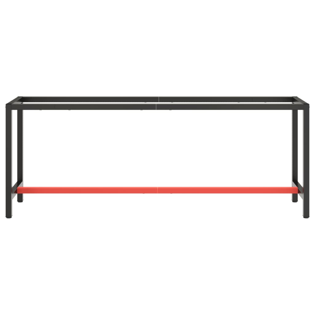 Werkbankgestell Mattschwarz und Mattrot 210x50x79 cm Metall