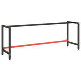 Werkbankgestell Schwarz und Mattrot 220x57x79 cm Metall