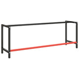 Werkbankgestell Schwarz und Mattrot 220x57x79 cm Metall