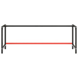 Werkbankgestell Schwarz und Mattrot 220x57x79 cm Metall