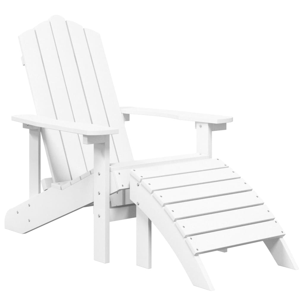 Adirondack Garden Chair with Footrest HDPE White