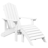 Adirondack Garden Chair with Footrest HDPE White