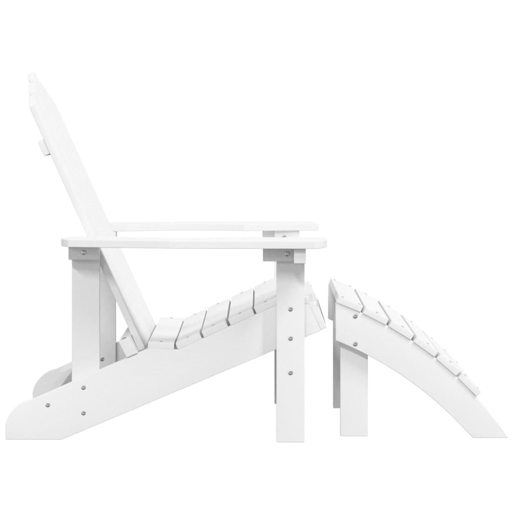 Adirondack Garden Chair with Footrest HDPE White