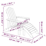 Adirondack Garden Chair with Footrest HDPE White