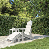 Adirondack Garden Chair with Footrest HDPE White