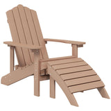 Chaise de jardin Adirondack avec repose-pied PEHD marron