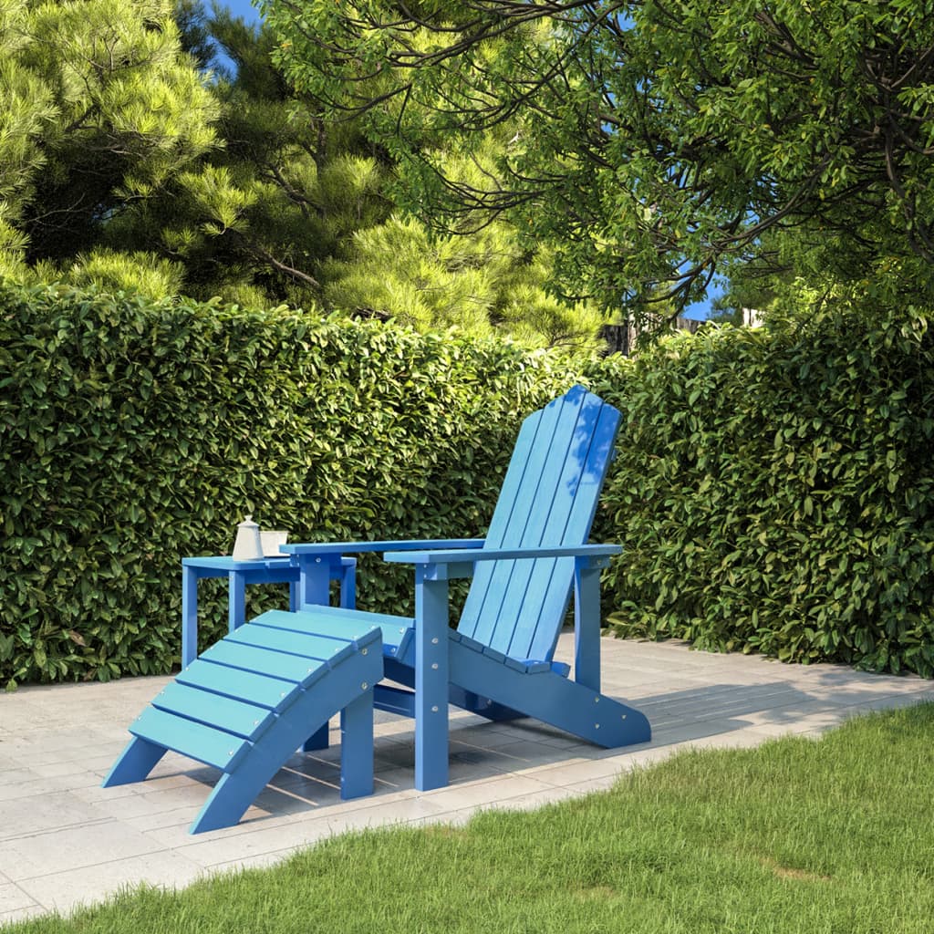 Chaise de jardin Adirondack avec repose-pied PEHD bleu marine