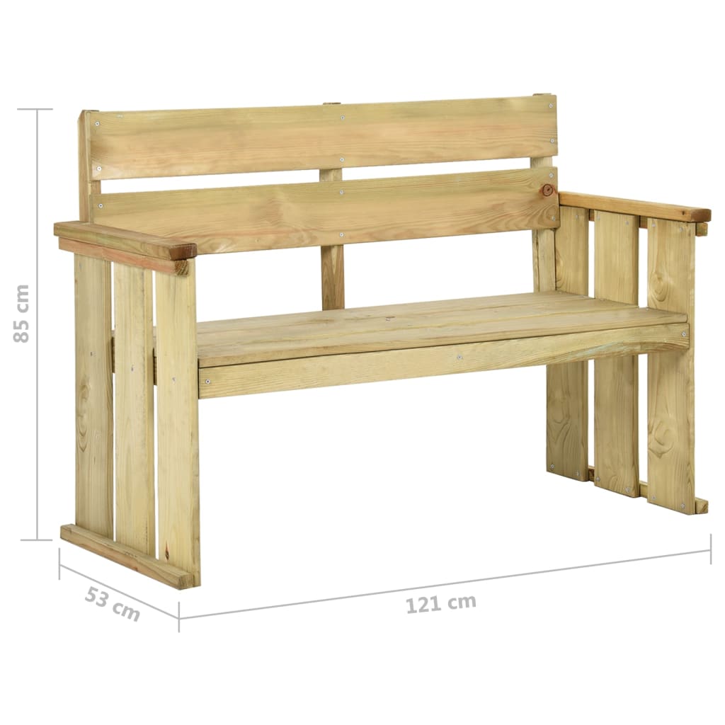 Banc de jardin 121 cm bois de pin imprégné