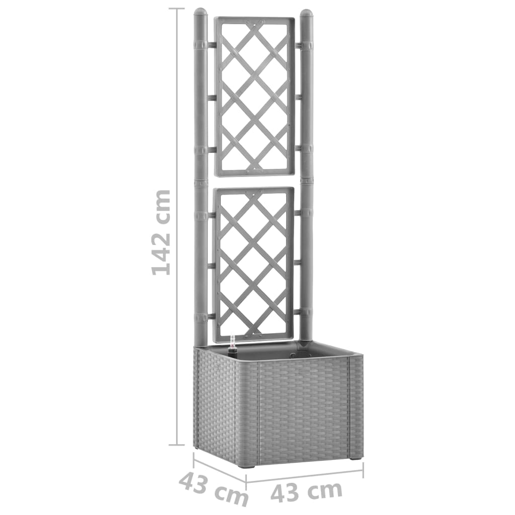 Lit surélevé de jardin et treillis et système d'arrosage Gris