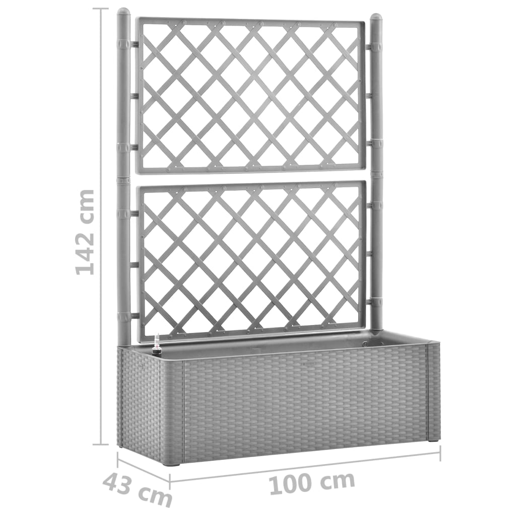 Lit surélevé de jardin et treillis et système d'arrosage Gris