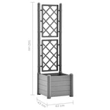 Jardinière avec treillis 43x43x142 cm PP Gris pierre