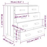 Buffet HAMAR Blanc 79x40x80 cm Bois massif de pin