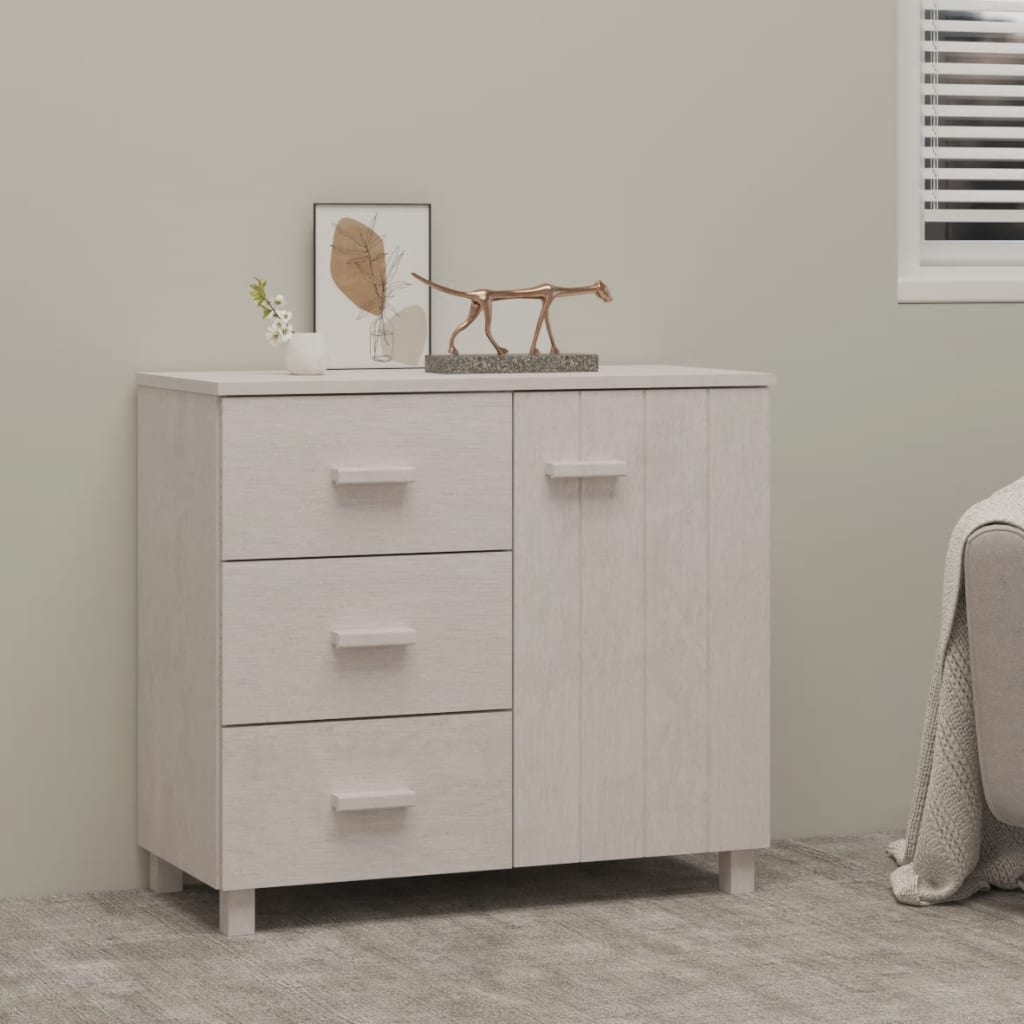 HAMAR White Sideboard 90x40x80 cm Solid pine wood