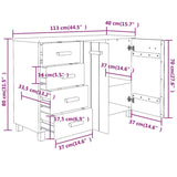 Buffet MOLDE Blanc 113x40x80 cm Bois massif de pin