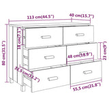 Buffet HAMAR Marron miel 113x40x80 cm Bois massif de pin