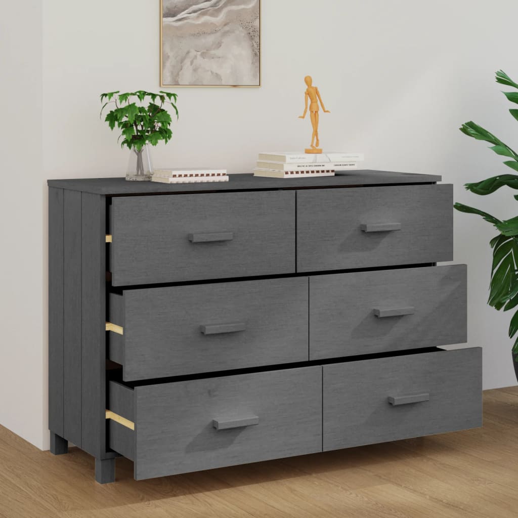 HAMAR Sideboard Dark Grey 113x40x80 cm Solid Pine Wood